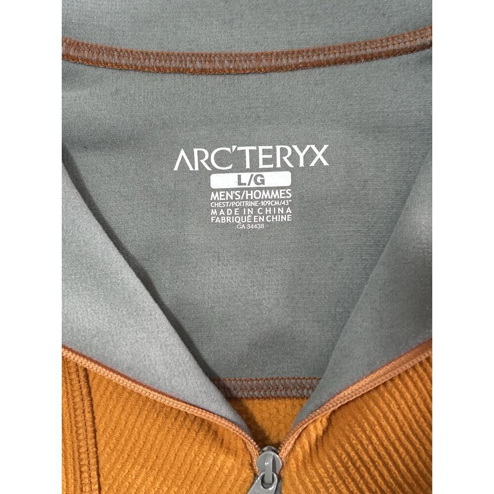 Arcteryx Men’s Orange Ribbed Fleece Quarter Zip Pullover Top Size L Gorpcore - Picture 5 of 7